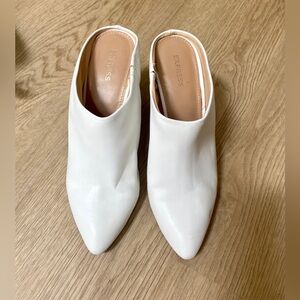 Express white slip on mules! 8.5